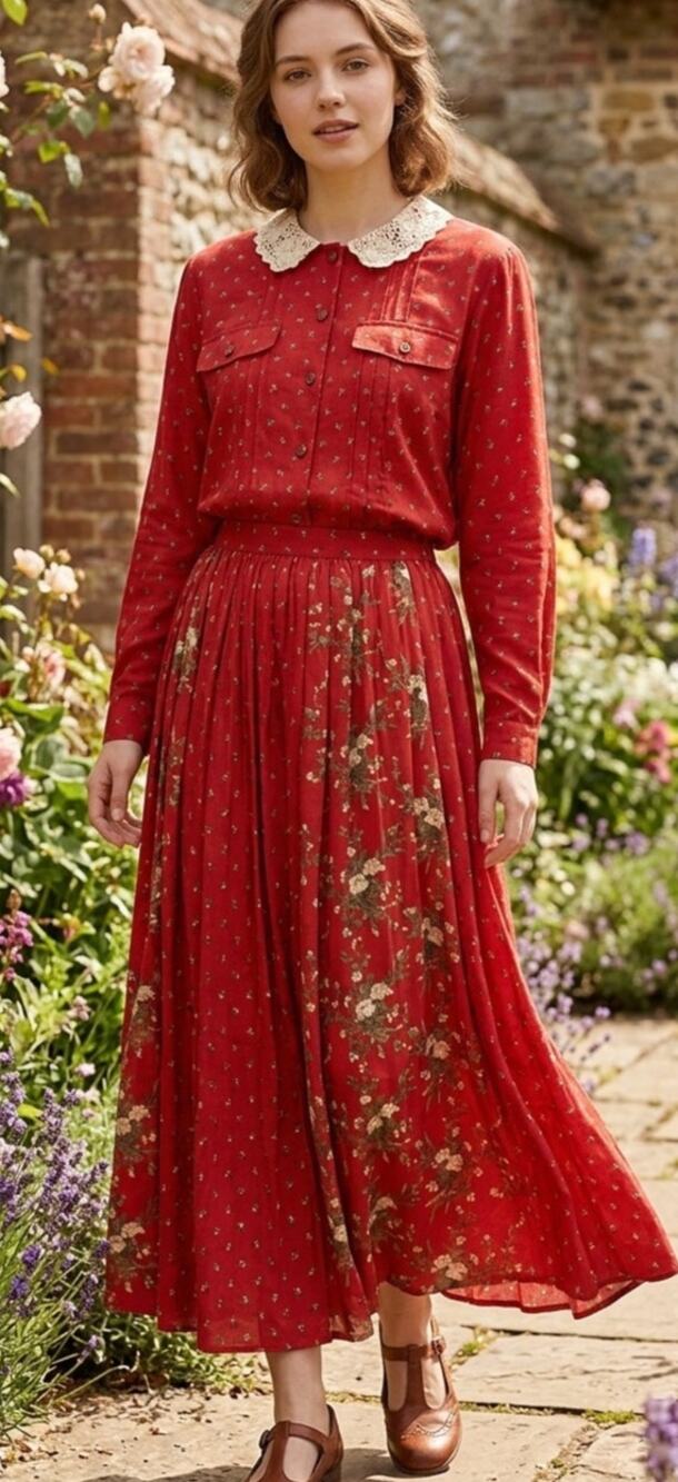 Chaus Vintage 90’s Cottage Style Floral Dress Set/Skirt Ser